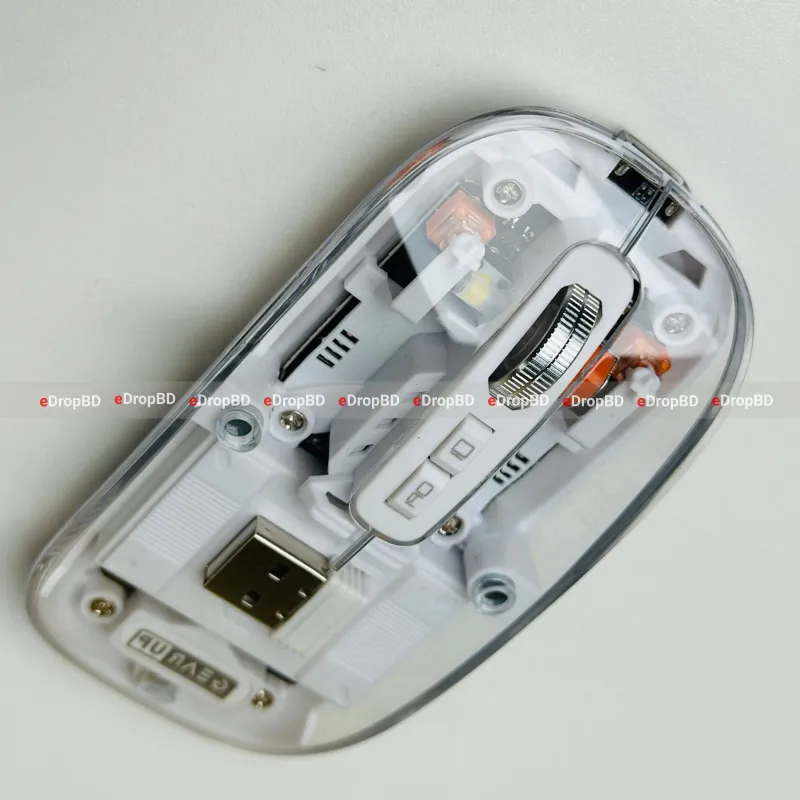 GearUP WM30 Transparent Crystal 2.4G + Bluetooth Magnetic Wireless Mouse- Gray Color