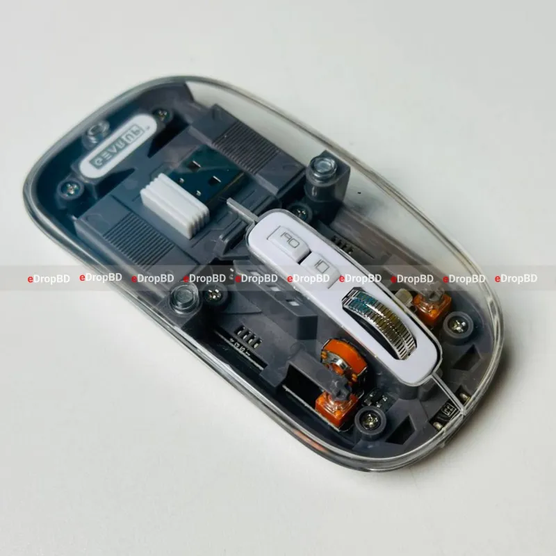 GearUP WM30 Transparent Crystal 2.4G + Bluetooth Magnetic Wireless Mouse- Gray Color